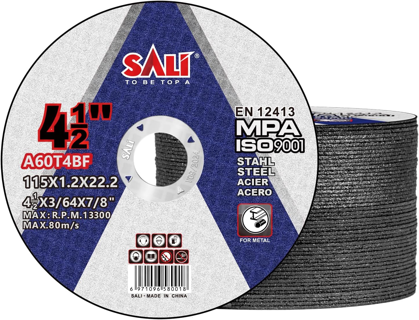 SALI 50 Pack Cut Off Wheel 4 1/2 Inch Cutting Wheels 4-1/2" x 3/64" x 7/8" for Metal & Stainless Steel, Angle Grinder Cutting Wheel,Cutting Discs with Aggressive Cutting