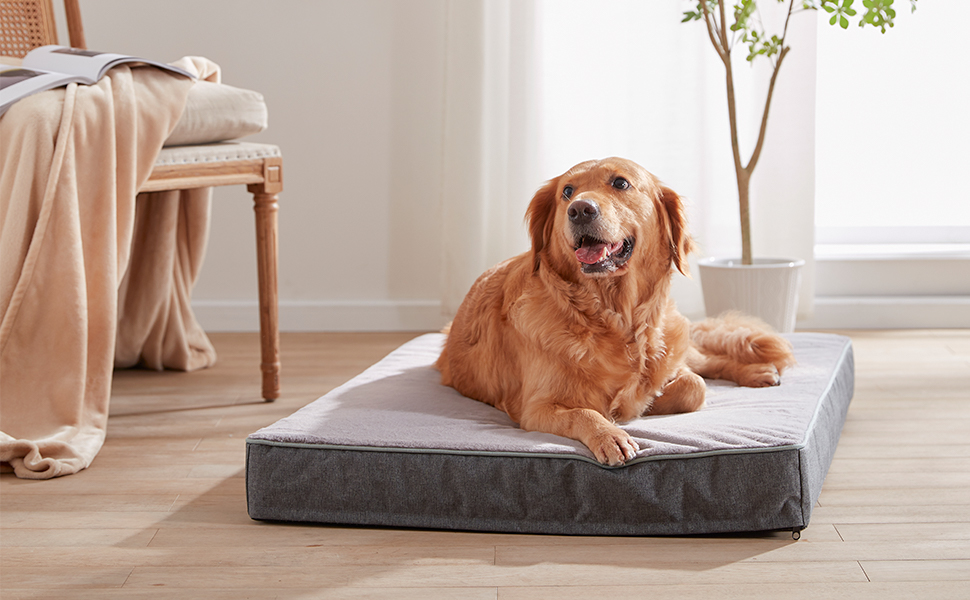 WATANIYA PET Memory Foam Large Dog Bed, Cooling Dog Beds for Large Dogs, Washable Orthopedic Pet Bed for Crate with Joint Relief Memory Foam, Waterproof Liner and Plush Cover (35’’x 22’’) - image 7