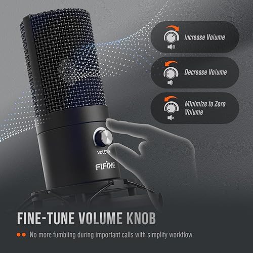 Miniatura 4 de FIFINE Micrófono USB de condensador de estudio, kit de micrófono para computadora con brazo de brazo ajustable, soporte de choque para instrumentos,