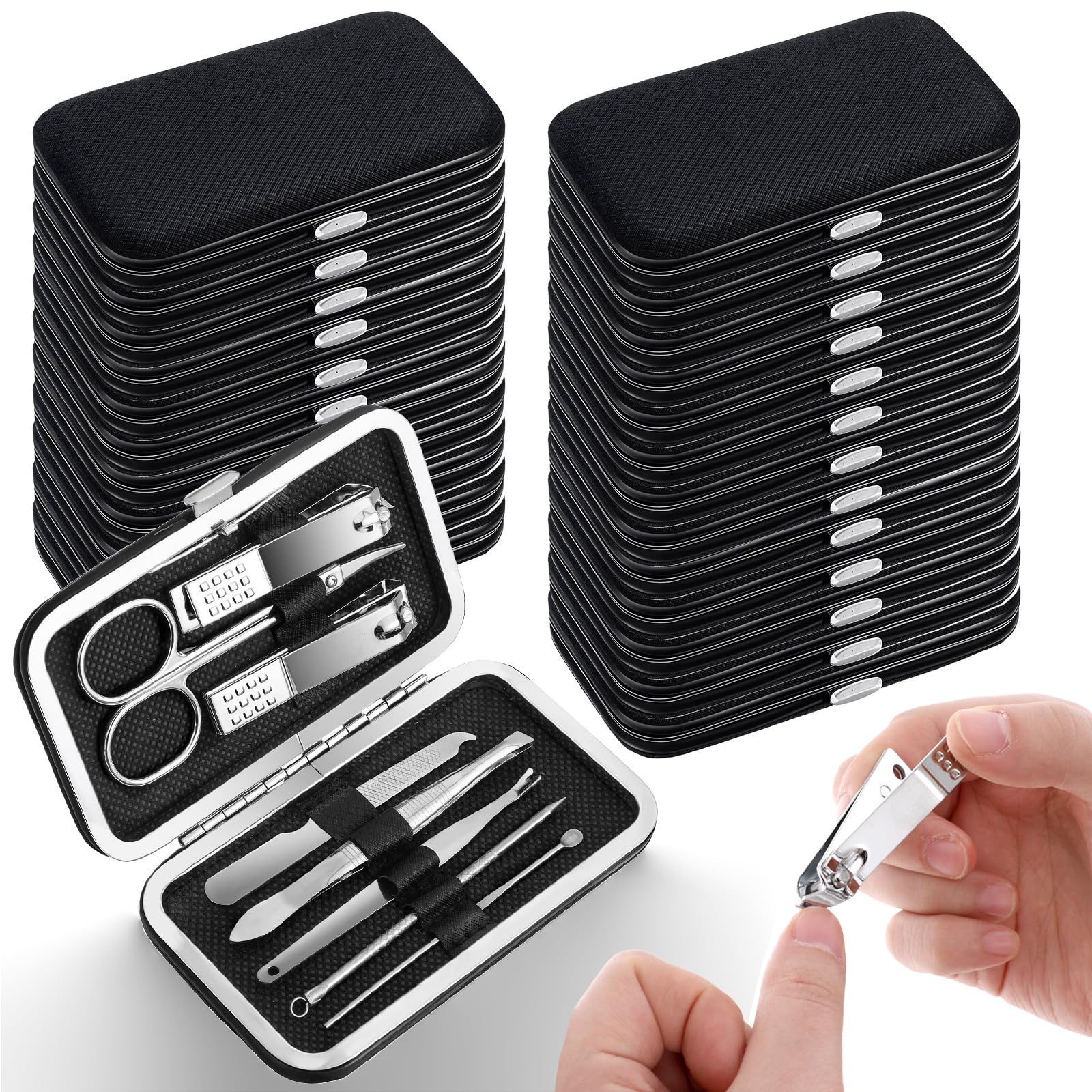 24-Set 8-in-1 Stainless Steel Manicure and Pedicure Kit with Travel Case