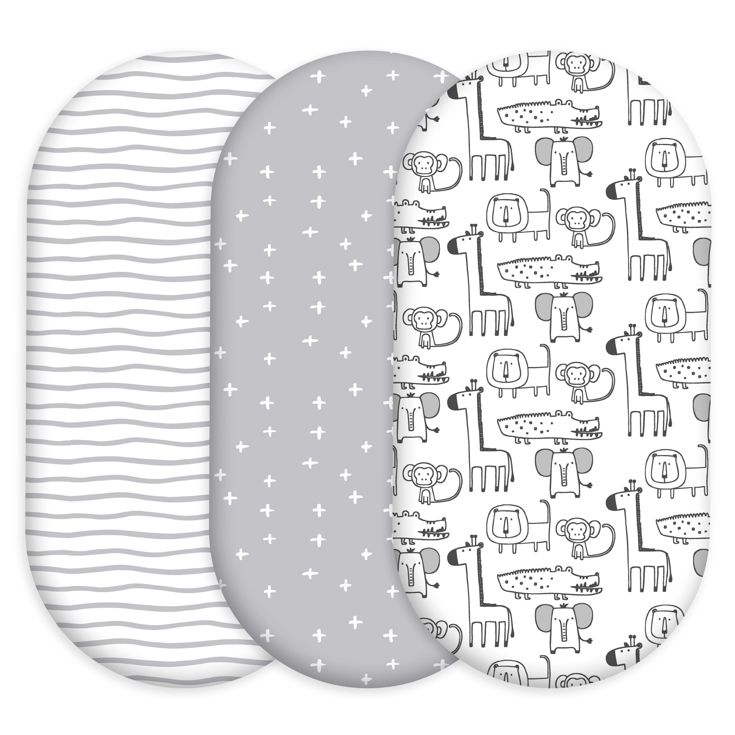 Baby Bassinet Sheets Girl Boy, 3 Pack Fitted Bassinet Sheet
