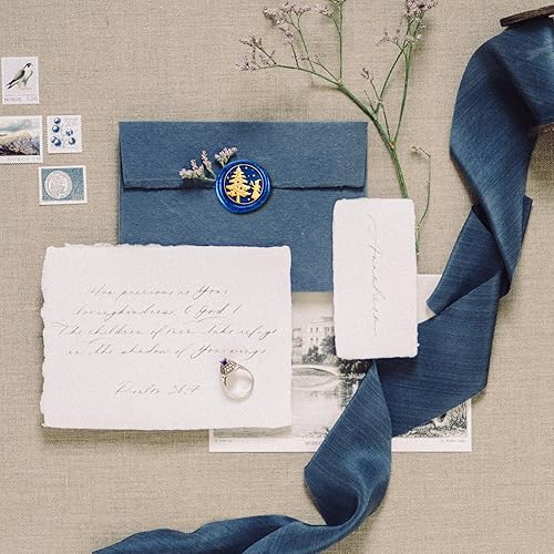 Miniatura 5 de DELORIGIN Sello de cera para árbol de Navidad, sello de cabeza de latón de nieve de 1 pulgada con mango de madera, sello de cera de sellado de