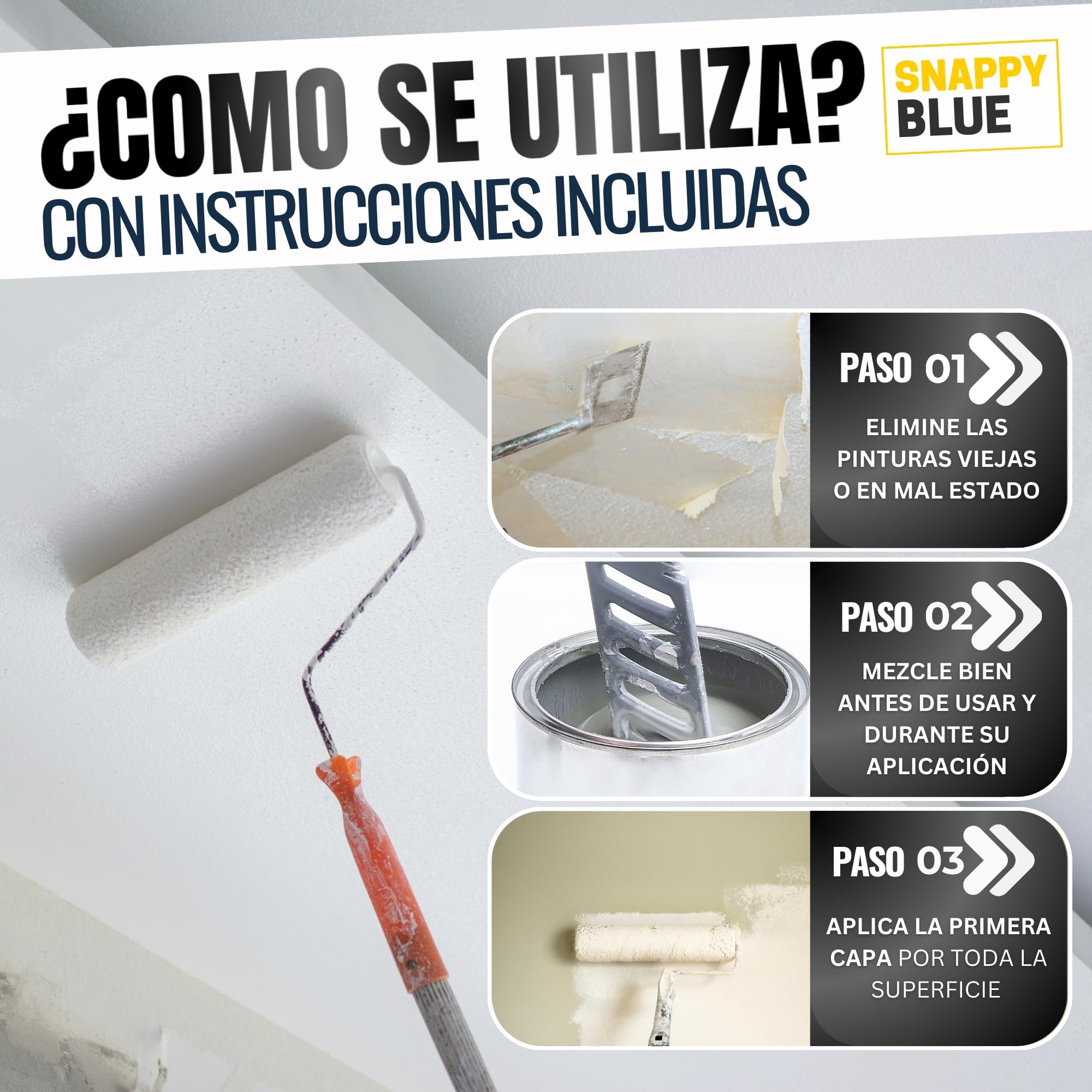 [4L] Pintura Blanca Interior Lavable de aspecto Mate, Pintura Plastica Blanca Interior para Múltiples Superficies con Alta Transpirabilidad, Pintura Pared (4L)