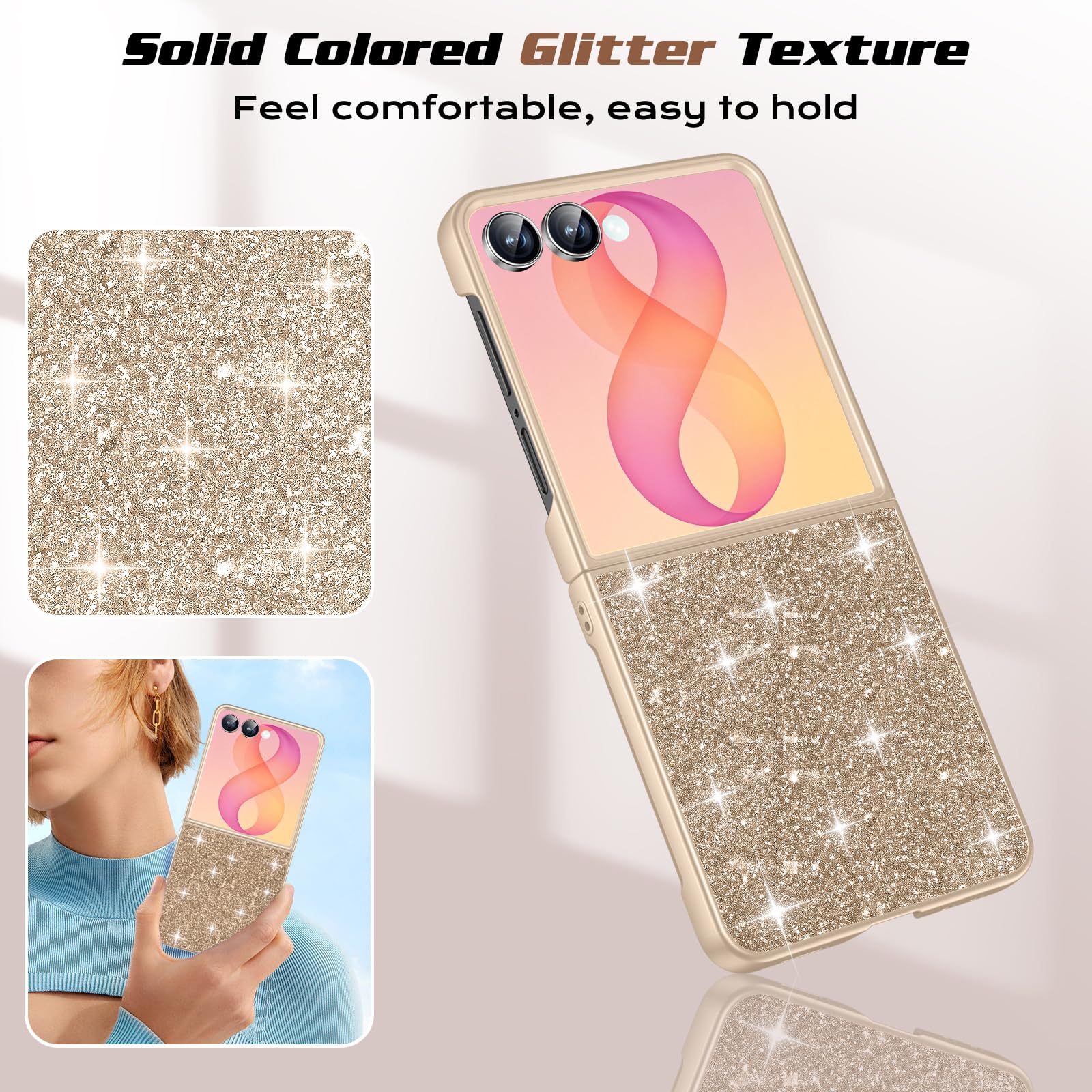Custodia per Samsung Galaxy Z Flip 8, con brillantini (oro)