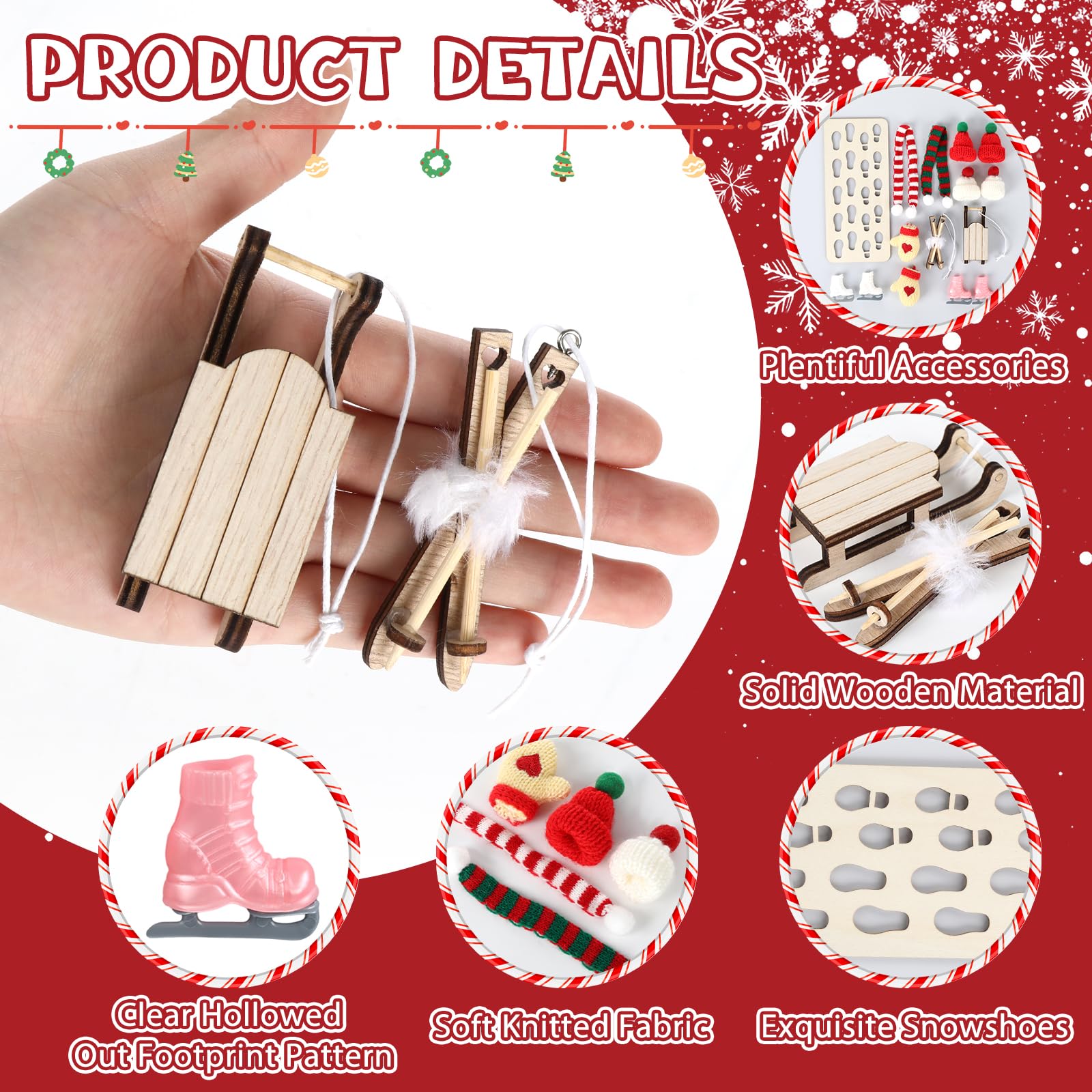 Produktbild von Miniatur Weihnachten Deko Wichtel Zubehör Weihnachten - Miniatur Schlitten Set Für Wichteltür Deko