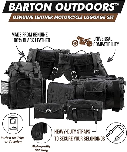 Set de equipaje de 9 unidades para motocicleta hecho con cuero auténtico