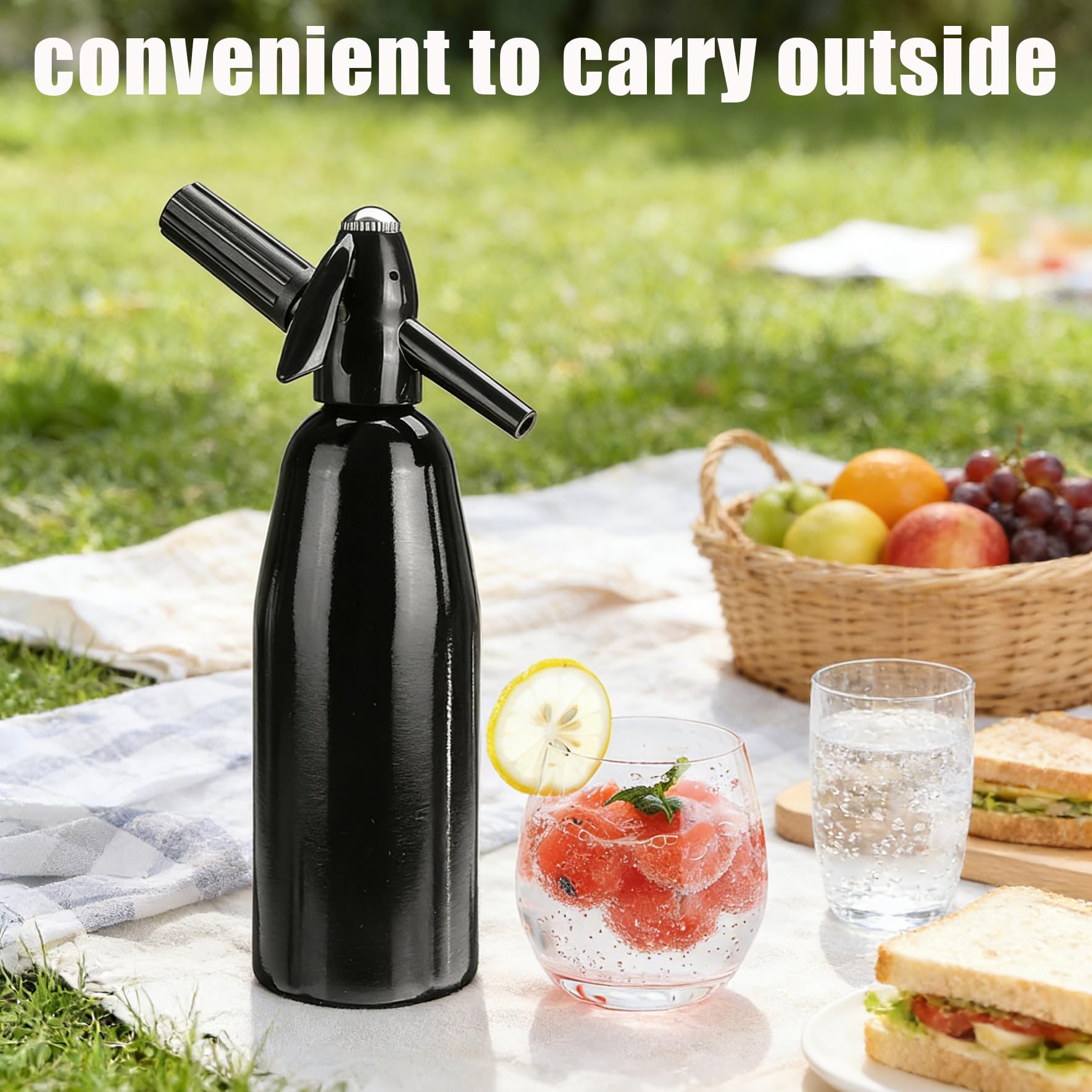 AstraLoom - Macchina per acqua frizzante portatile da 1 l, con regolatore di pressione, sifone per soda in alluminio per soda, cocktail, mojito, succo di frutta, tè freddo e bevande fatte in casa