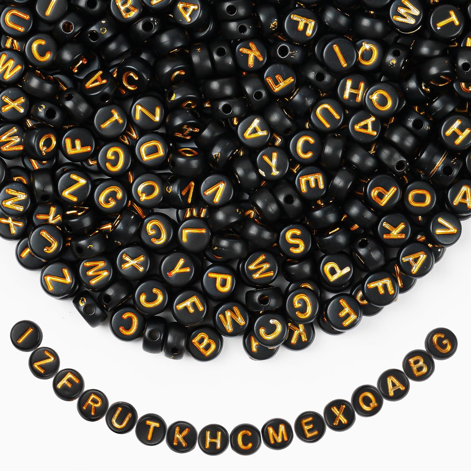 Vicloon 1200 Pcs Acrylic Letter Beads, 7mm Black Alphabet Beads Kit, A-Z Alphabet Bead with Storage Box