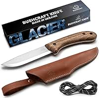 Faca Bushcraft Aço Carbono Cabo Nogueira Bainha Couro Bsh2