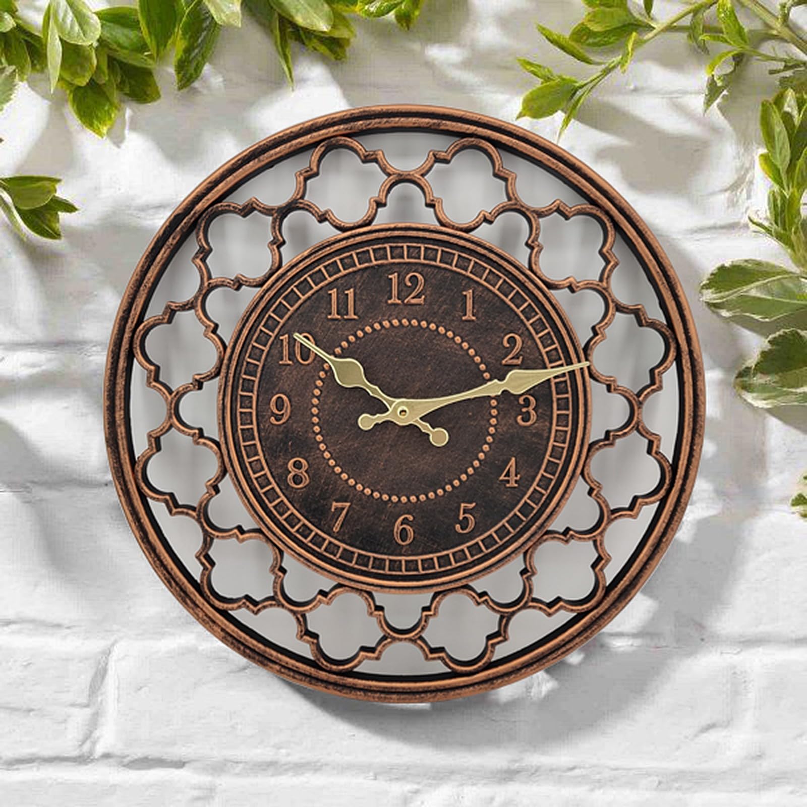 Orologio da parete Hollow 15 pollici impermeabile silenzioso non ticchettio a batteria retrò resina per interni ed esterni