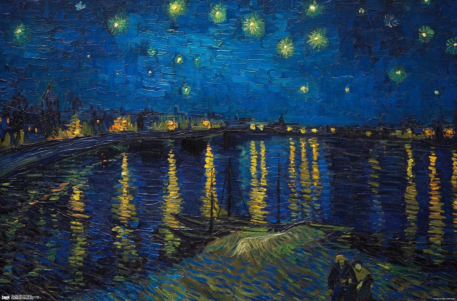 Trends International Starry Night over The Rhone by Vincent van Gogh Wall Poster, 14.725" x 22.375", Premium Unframed Version