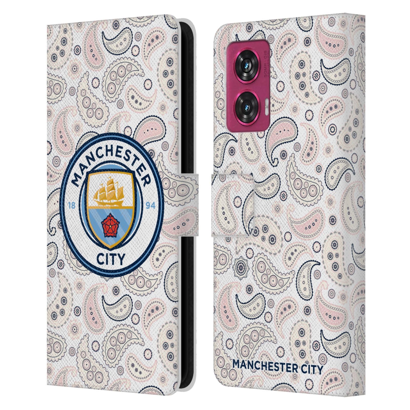 Head Case Designs Officially Licensed Manchester City Man City FC Third 2020/21 Badge Kit Leather Book Wallet Case Cover Compatible with Motorola Edge 50 Fusion