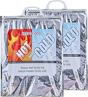 Superio Hot and Cold Insulated Bags for Food Delivery, Grocery Shopping Bags, Food Storage for Hot and Frozen Food for Travel, Disposable Cooler Bag, Reinforced Thermal Lunch Bag (2, 13.5"x17.5")