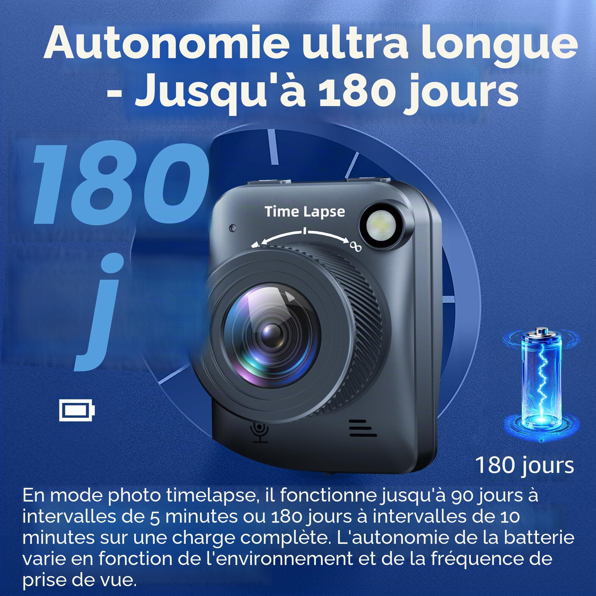 Dsoon Caméra Timelapse FHD pour la Construction, Les Plantes, la météo et la Vie, avec résolution 4K, écran LCD TFT HD 2,4", 180 Jours de Veille étanche IP66, Carte TF 64 Go Incluse
