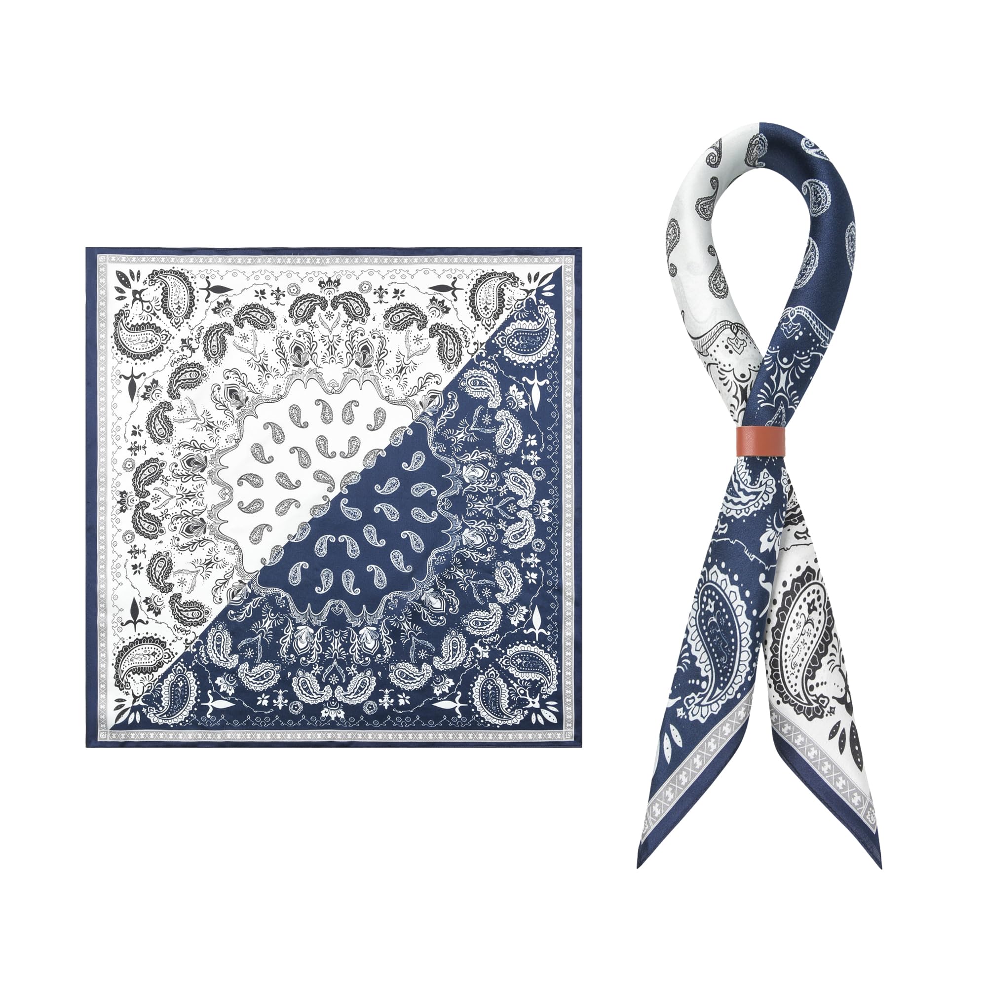 Men's 100% Mulberry Silk Square Scarf 21"x21" - Lightweight for Business/Wedding/Casual, With Gift Packed-image-47