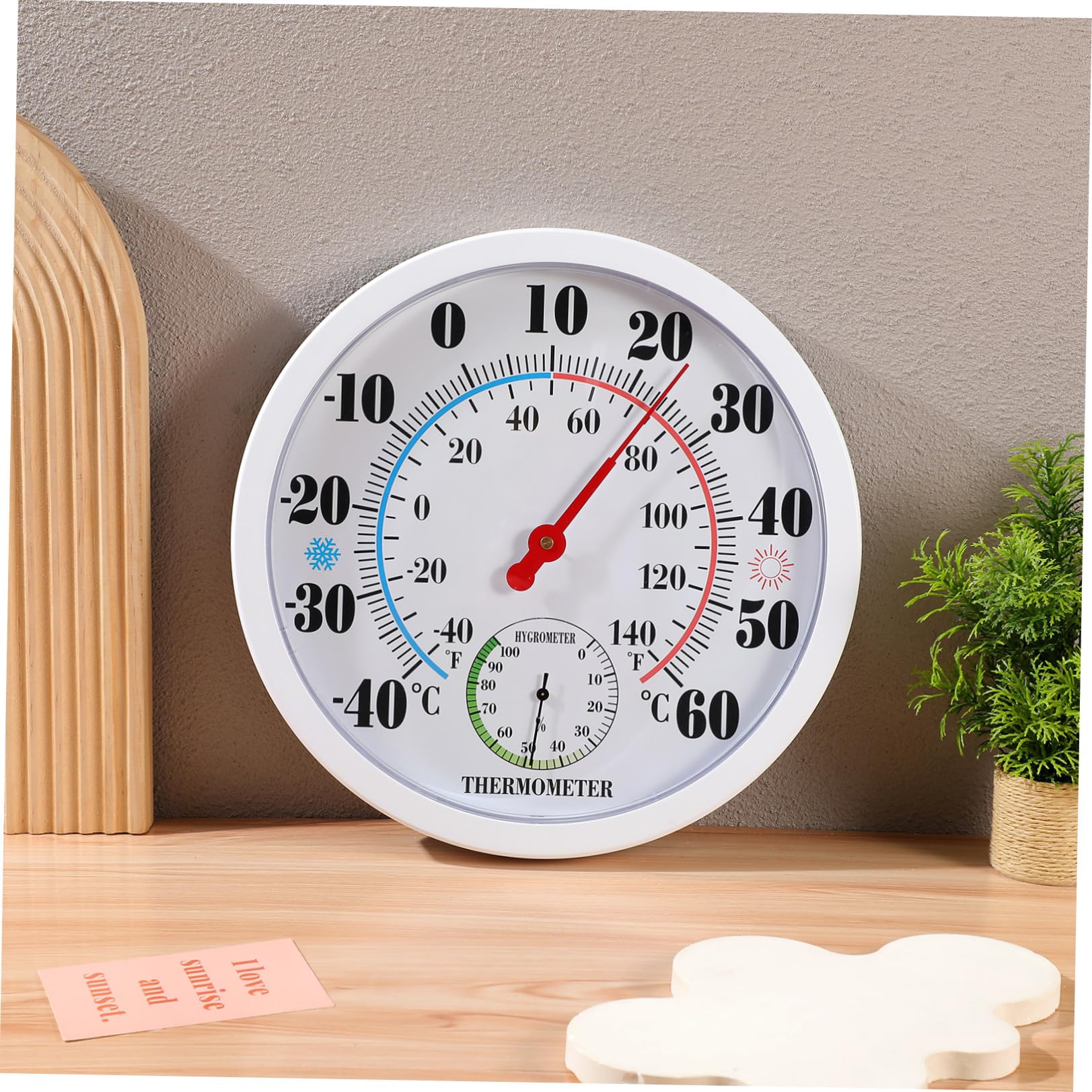 POPETPOP Igrometro Termometro da Parete per Interni Bianco in Plastica Abs Display Chiaro, Design Compatto Moderno per Soggiorni e Saune