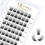 QUEWEL Cluster Lashes 72 Pcs Wide Stem Individual Lashes C/D Curl 8-16mm Length DIY Eyelash Extension False Eyelashes Natural02 Styles Soft for Personal Makeup Use at Home (Natural02-D-12)