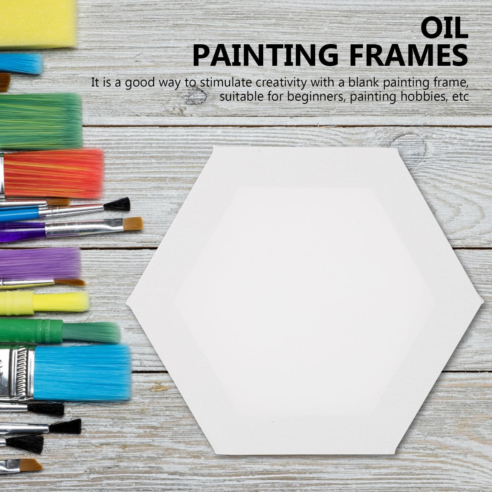 Alipis 3 Piezas Marco para Cuadro Lienzo, Lienzos para Pintura al Óleo Hexagonales, Blanco, Algodón y Madera, para Acrílico y Óleo, Principiantes y Estudiantes