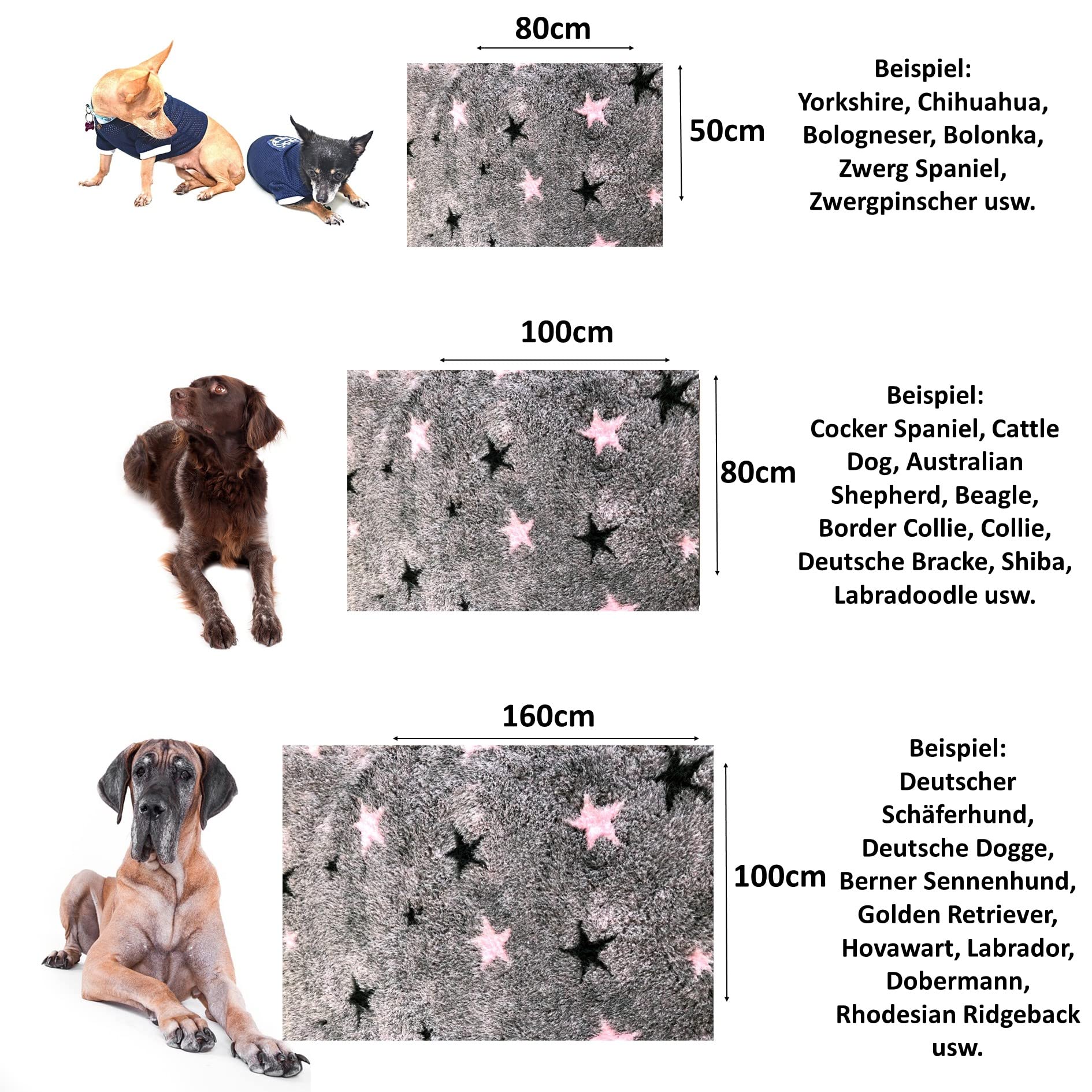 elropet Hundedecke Hundematte Premium 30mm Original rutschfest S/M/L für kleine Hunde/große Hunde Vet Bed höchste Qualitätsstufe (M 100cm X 80cm, Sterne PINK)