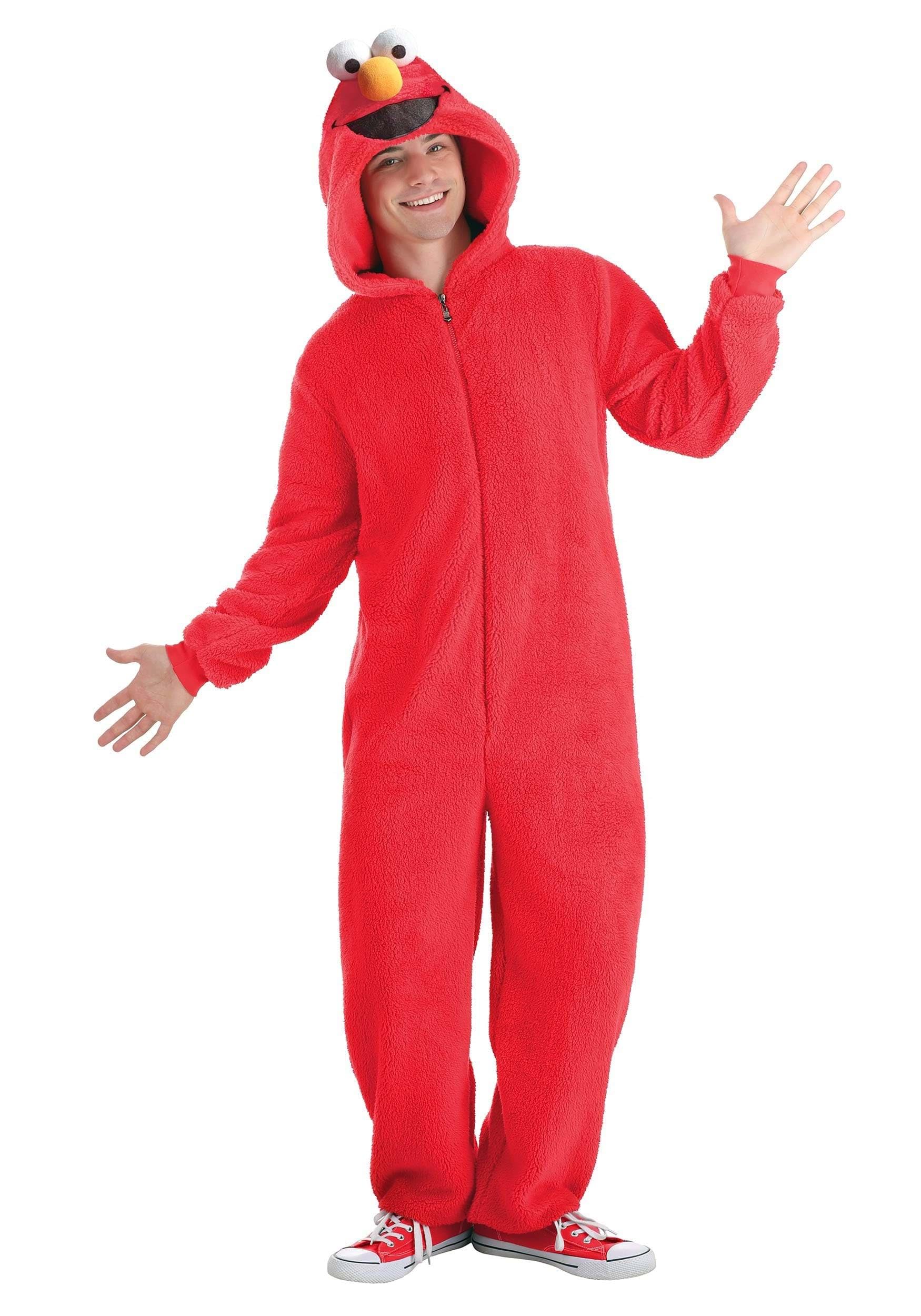 Sesame Street Elmo Costume for Adults - Men's & Women's Sesame Street Elmo Hooded Jumpsuit - Officially Licensed