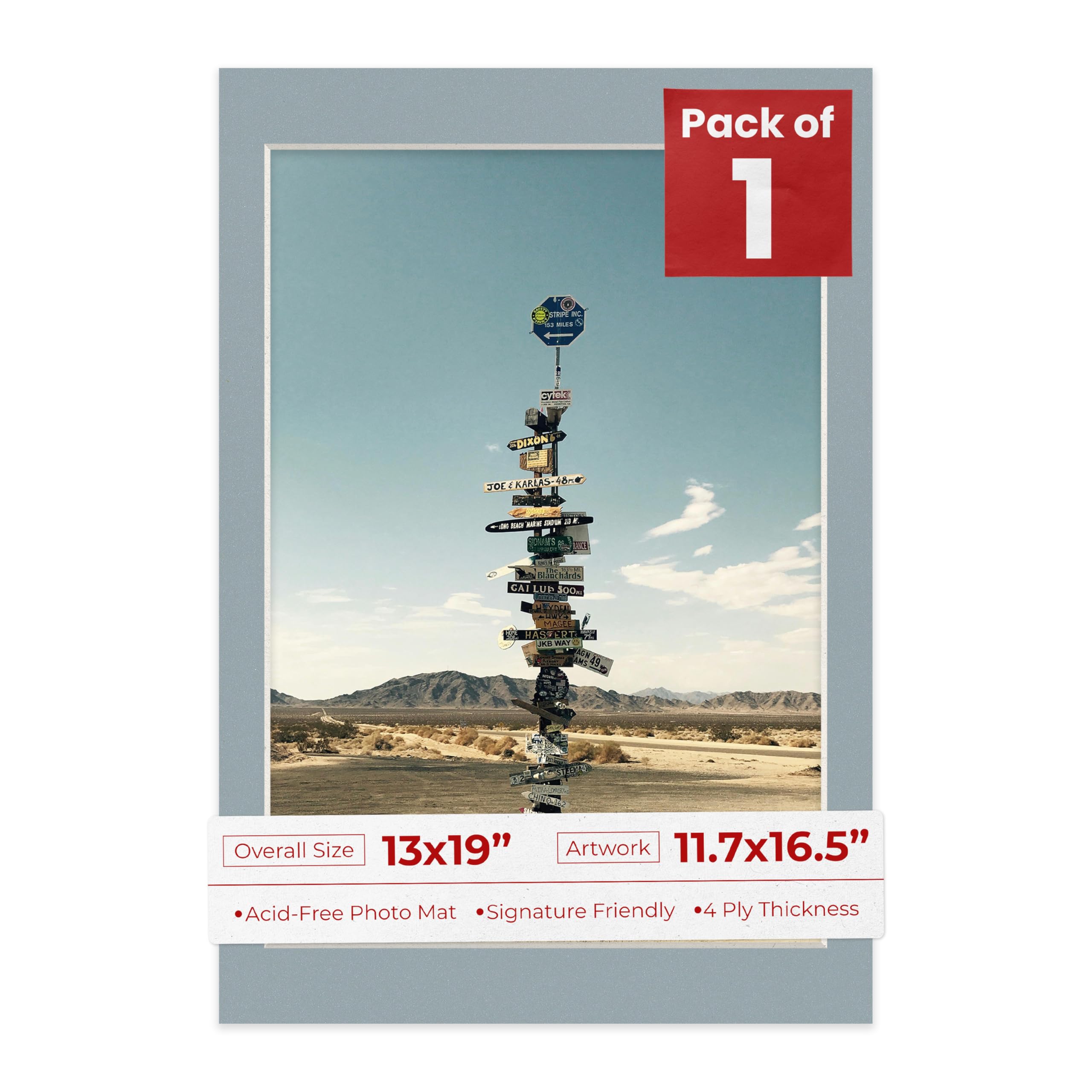 Beveled Mat 13x19 for 11.7x16.5 Picture Mat Acid Free Metallic Silver Pre-Cut Photo Mat Framed 4 Layers Thickness-image-6