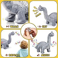 Vista 2 de TOY Life Remote Control Dinosaurs - Walking Electronic, Plush Brontosaurus & Stuffed Animal - RC Dinosaur Gift for Kids 3-7+