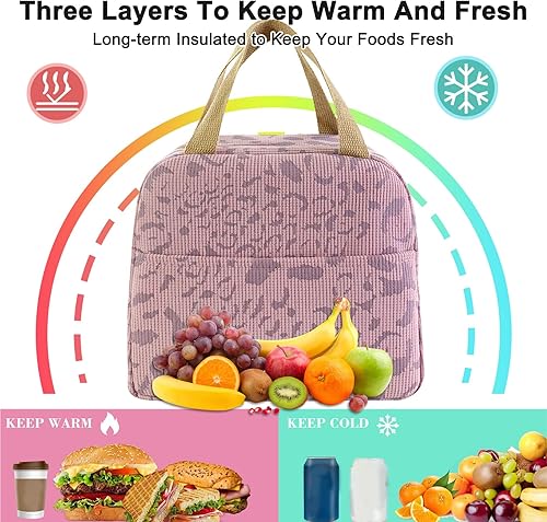Miniatura 4 de Mziart Lonchera para mujeres y hombres, bolsa de almuerzo con bonito patrón de tinta, bolsa de almuerzo con aislamiento estético, caja Bento para