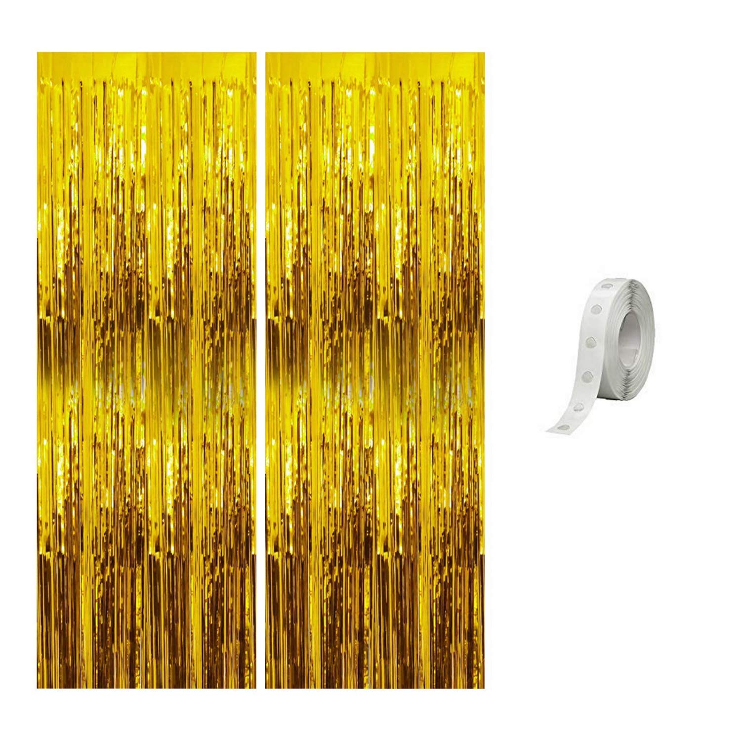 Hankley 6ft X 3FT Foil Gold Curtain for Kids Birthday Decorations & Home Decorations (Gold, Pack of 2)