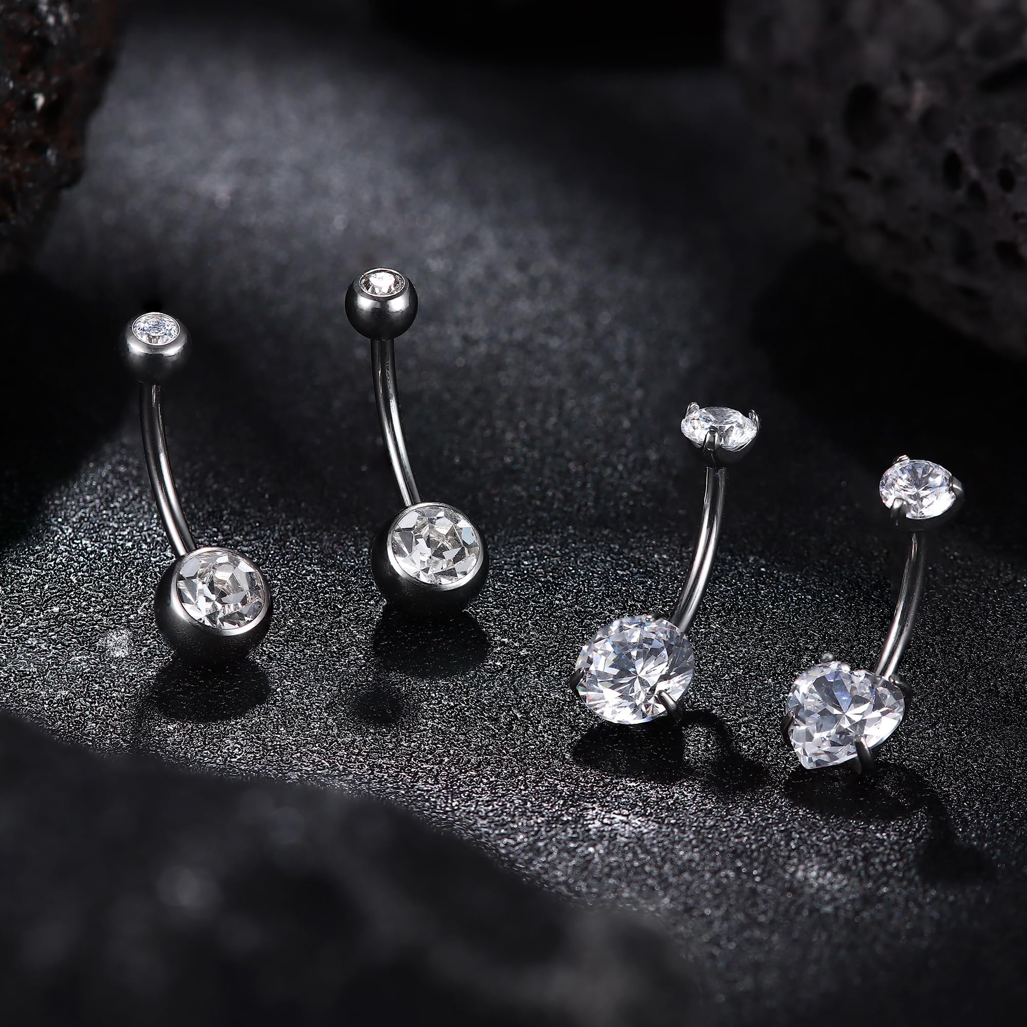 Diamday G23 Titanium Piercing Ombligo 14G CZ Banana Bar 8-16mm Joyería