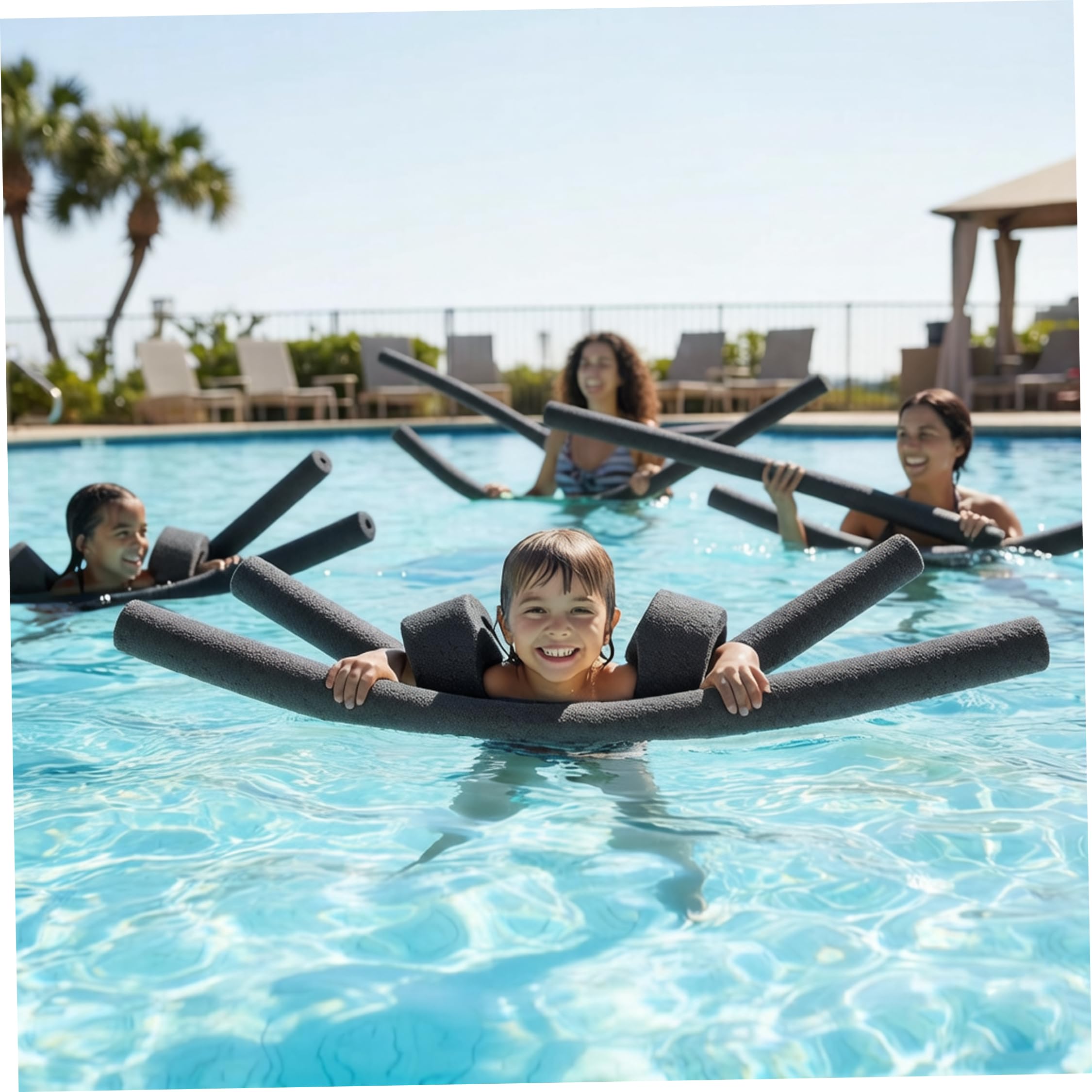 Black Pool Noodles, Paquete de 3 Espuma Hueca de 52 Pulgadas | Estructura flotante liviana, ideal para fiestas en la piscina, adecuada para todas las edades