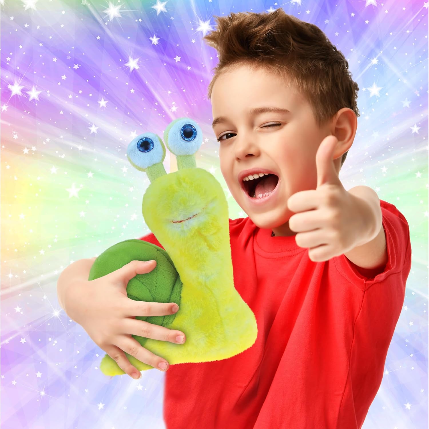 DolliBu Plush Snail Stuffed Animal - Soft Plush Huggable Big Eyes Yellow Snail, Adorable Playtime Land Snail Plush Toy, Cute Wild Life Cuddle Gifts for Kids & Adults - 9 Inch - Image 2