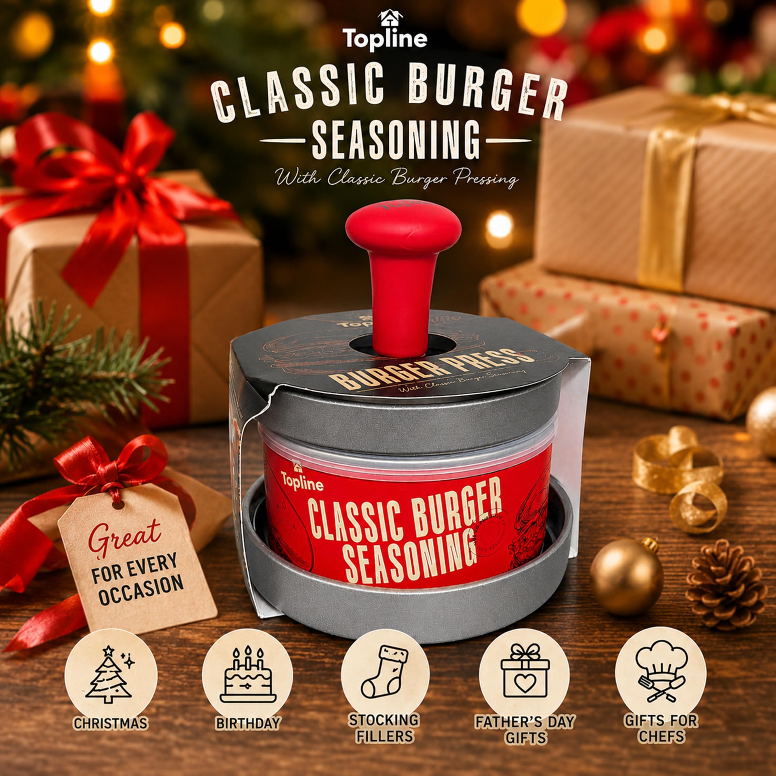 Pressa per hamburger e condimento classico, set per hamburger con condimento per hamburger gourmet, perfetto strumento per barbecue e set di spezie per hamburger fatti in casa, regalo per gli amanti