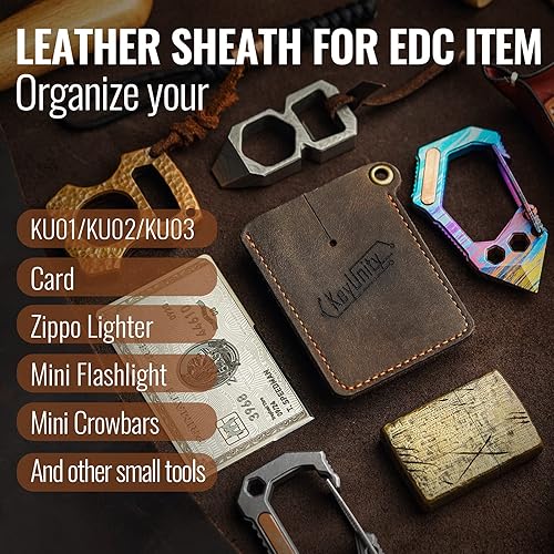 Miniatura 4 de KeyUnity Funda de cuero EDC organizador de bolsillo cosido a mano