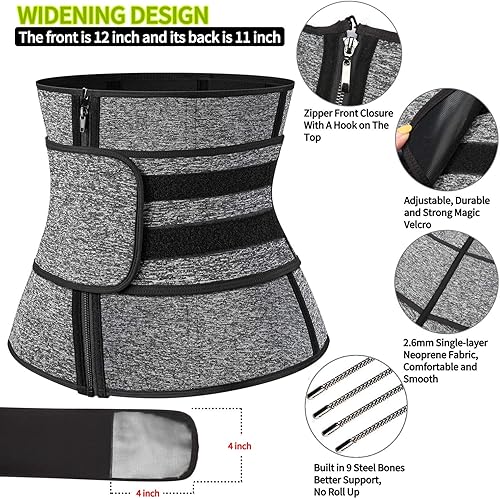 Miniatura 5 de KIWI RATA - Corsé de neopreno para entrenamiento de cintura para mujeres y pérdida de peso, 2 correas de compresión, XL