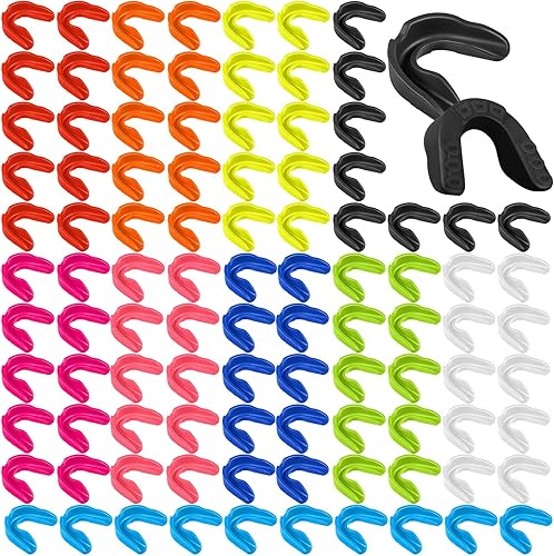 Kathfly 100 protectores bucales para niños y jóvenes, protector bucal para deportes, fútbol atlético, protección bucal de fútbol, protección de