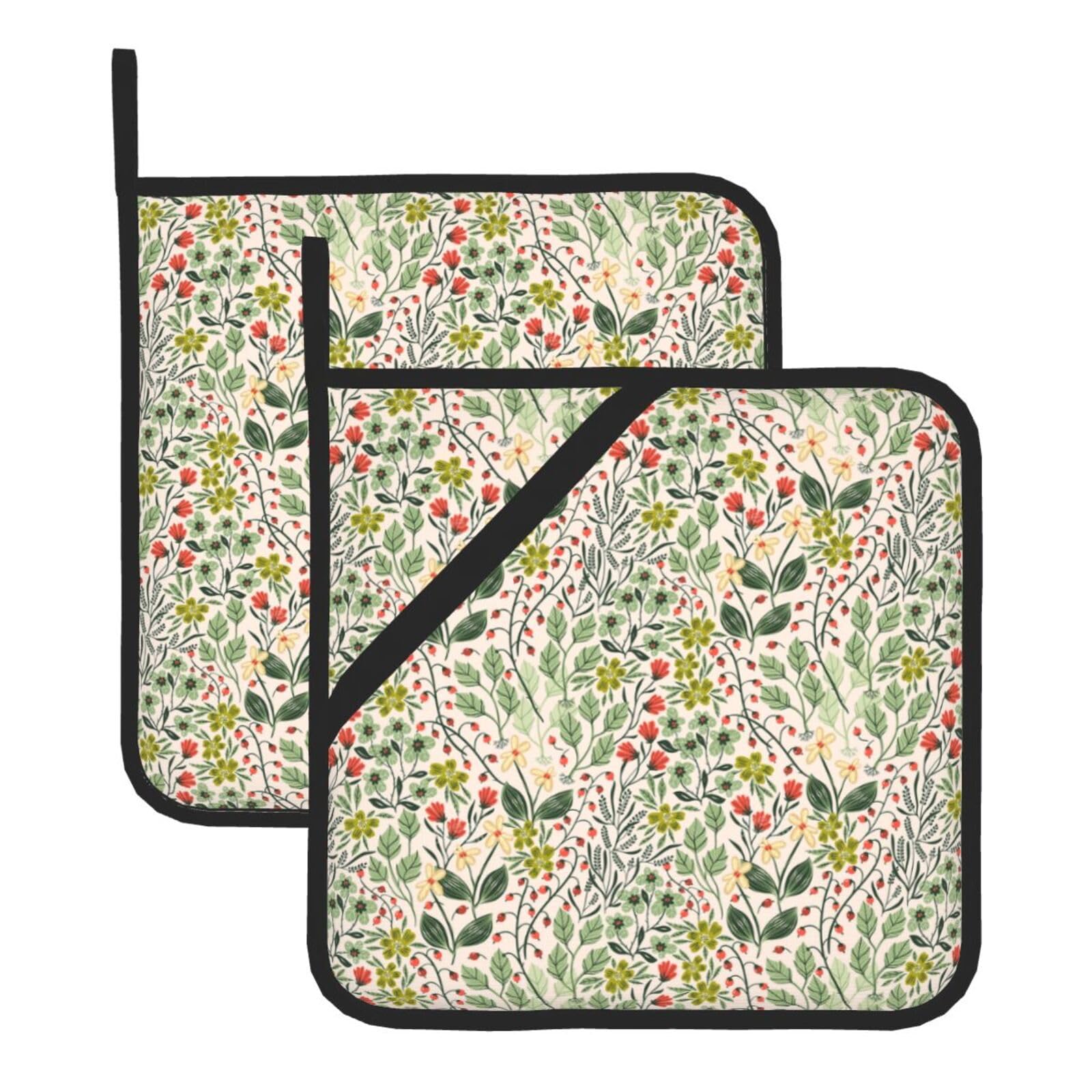 KFRXXZQB 2-Pack Square Pot Holders, Oven Mitts For Baking & Bbq