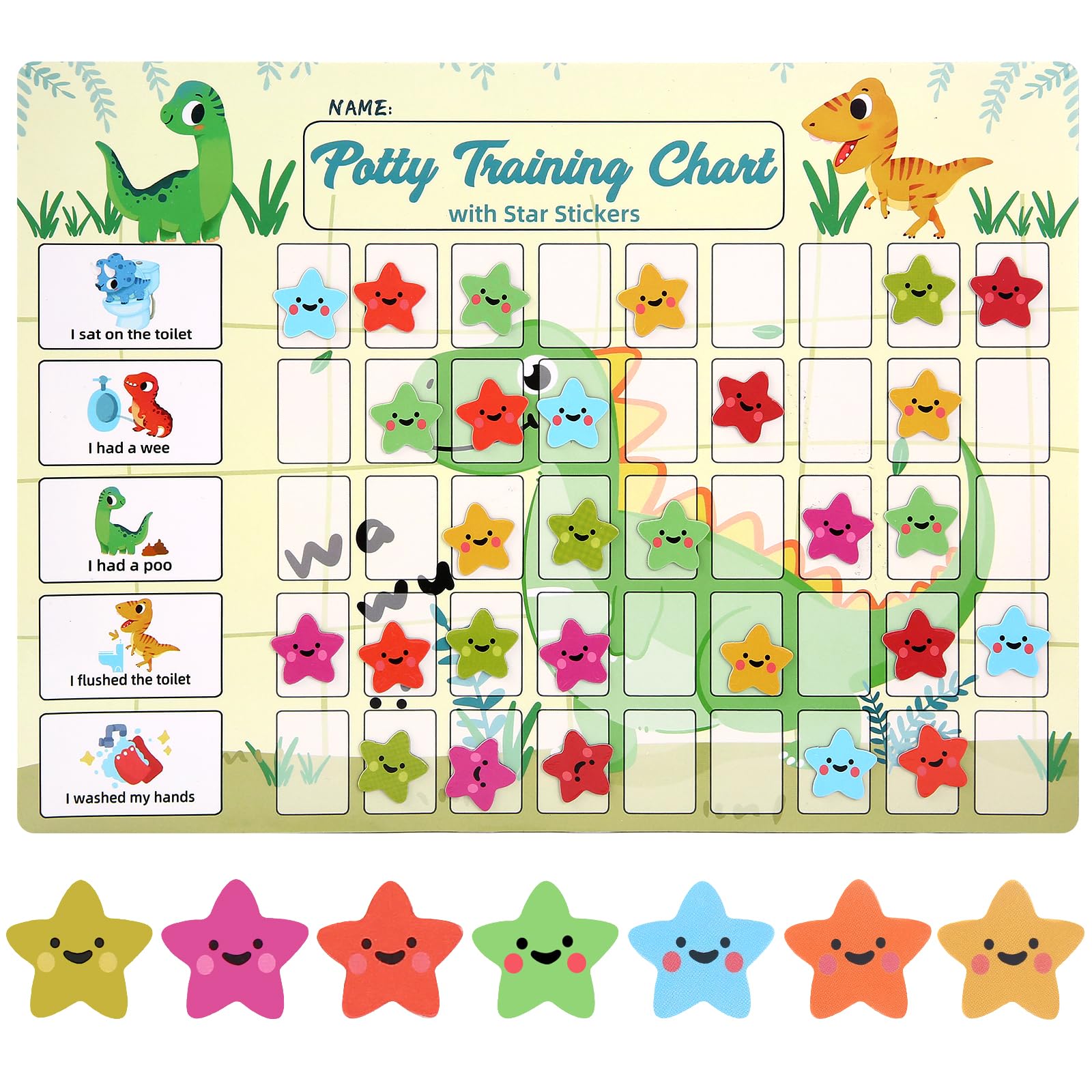 khlerox Potty Training Chart for Toddlers with 63 Reusable Magnetic Star Stickers