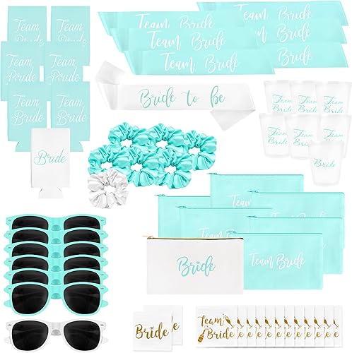 Accesorios y suministros para despedida de soltera, color verde, 56 piezas con banda de despedida de soltera, gafas de sol, tazas y más, accesorios