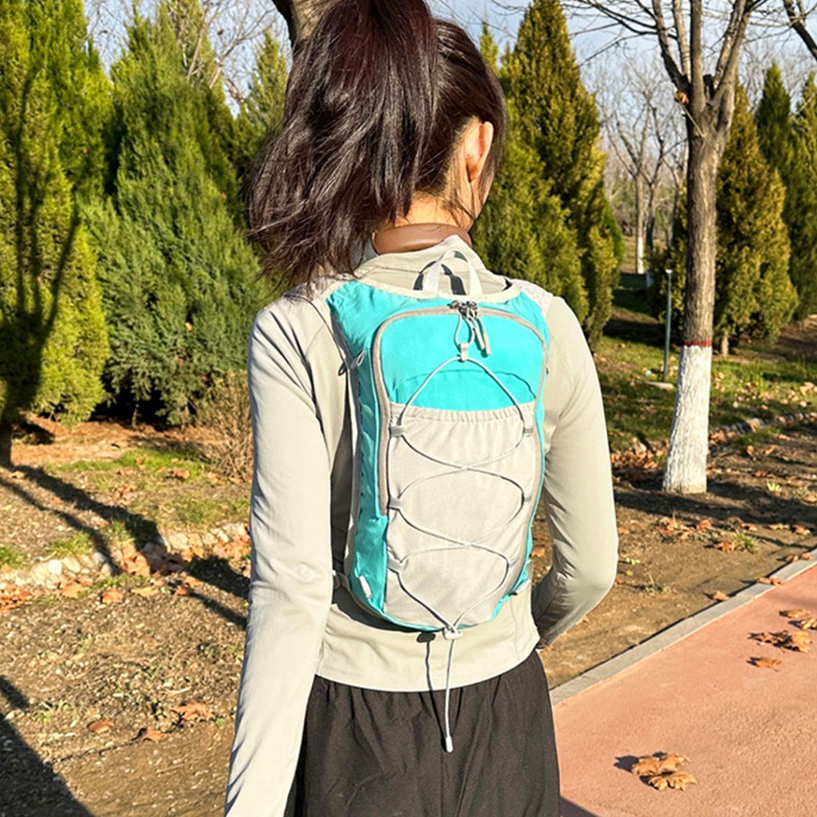 Sac à dos d'hydratation – Sac à dos réfléchissant de 40 cm, pour course à pied, réglable, respirant, avec poche d'eau de 1,5 L, pour femme, homme, équitation, camping, voyage, trekking, cyclisme