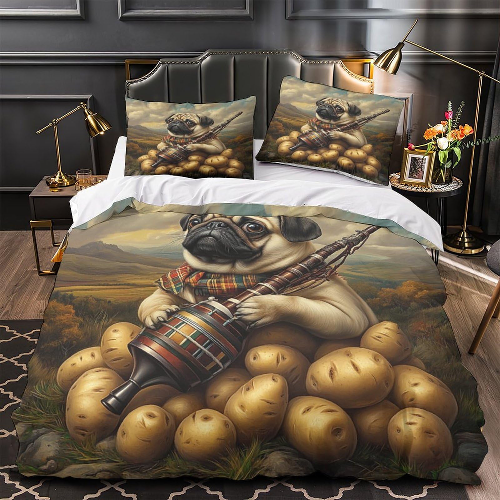 Parure de couette carlin cornemuse pour une déco de chambre adulte fun