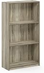 Furinno BASIC Book Shelf, 3-Tier Modern Bookshelf, Bookcase with Open Shelves, 9.3 x 21.8 x 39.5, for Living Room, Bedroom, Home Office, Sonoma Oak