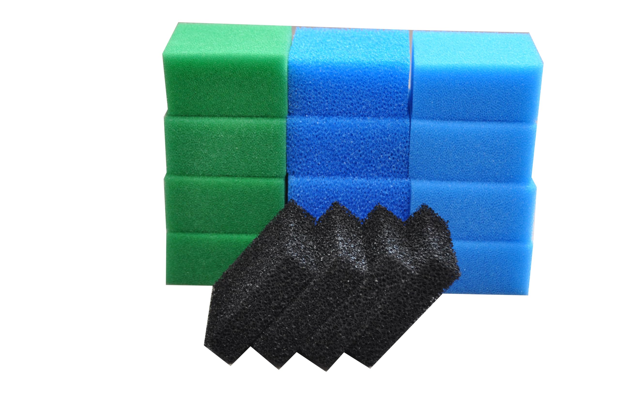 SANLILI Kompatibler Satz Filtermedien für Juwel Compact/Bioflow 3.0 M (4 x Blaue Schwämme (fein), 4 x Blaue Schwämme (grob), 4 x Grüne Schwämme & 4 x Aktivkohle-Schwämme), 3Sets