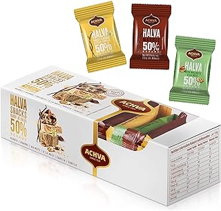 Variety Pack of Halvah Marble, Vanilla, and Walnut Israel Candy Bars– Vegan-Friendly, Certified Kosher Snacks with No Dairy or Gluten by Achva, 25 g. Each (1 Pack)