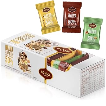 Variety Pack of Halvah Marble, Vanilla, and Walnut Israel Candy Bars Vegan-Friendly, Certified Kosher Snacks with No Dairy or Gluten by Achva, 25 g. Each 1 Pack