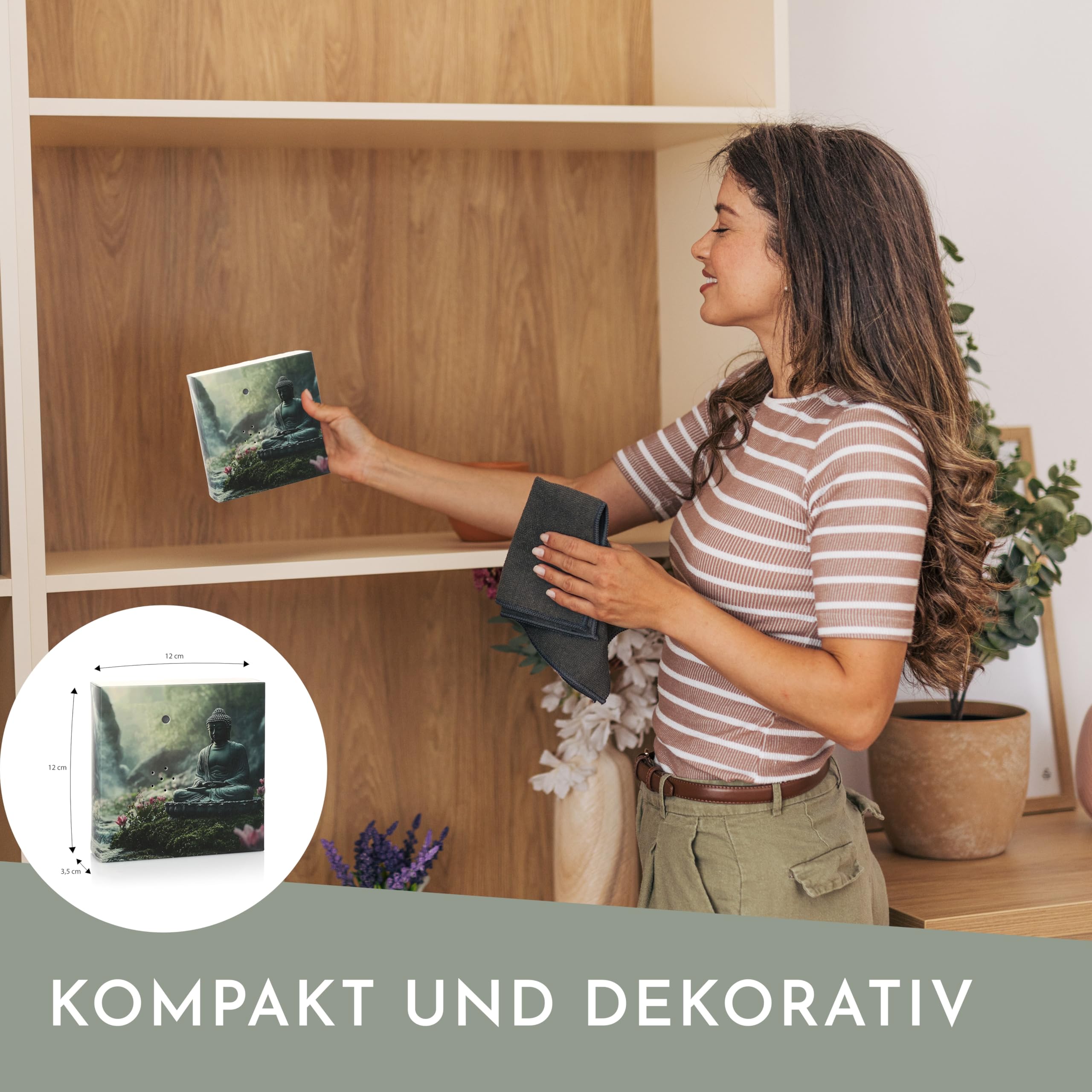 Nordstern Caja de sonido con sonidos meditativos para relajación y tranquilidad, caja de música con sensor de movimiento y control de volumen, 12 x 12 cm