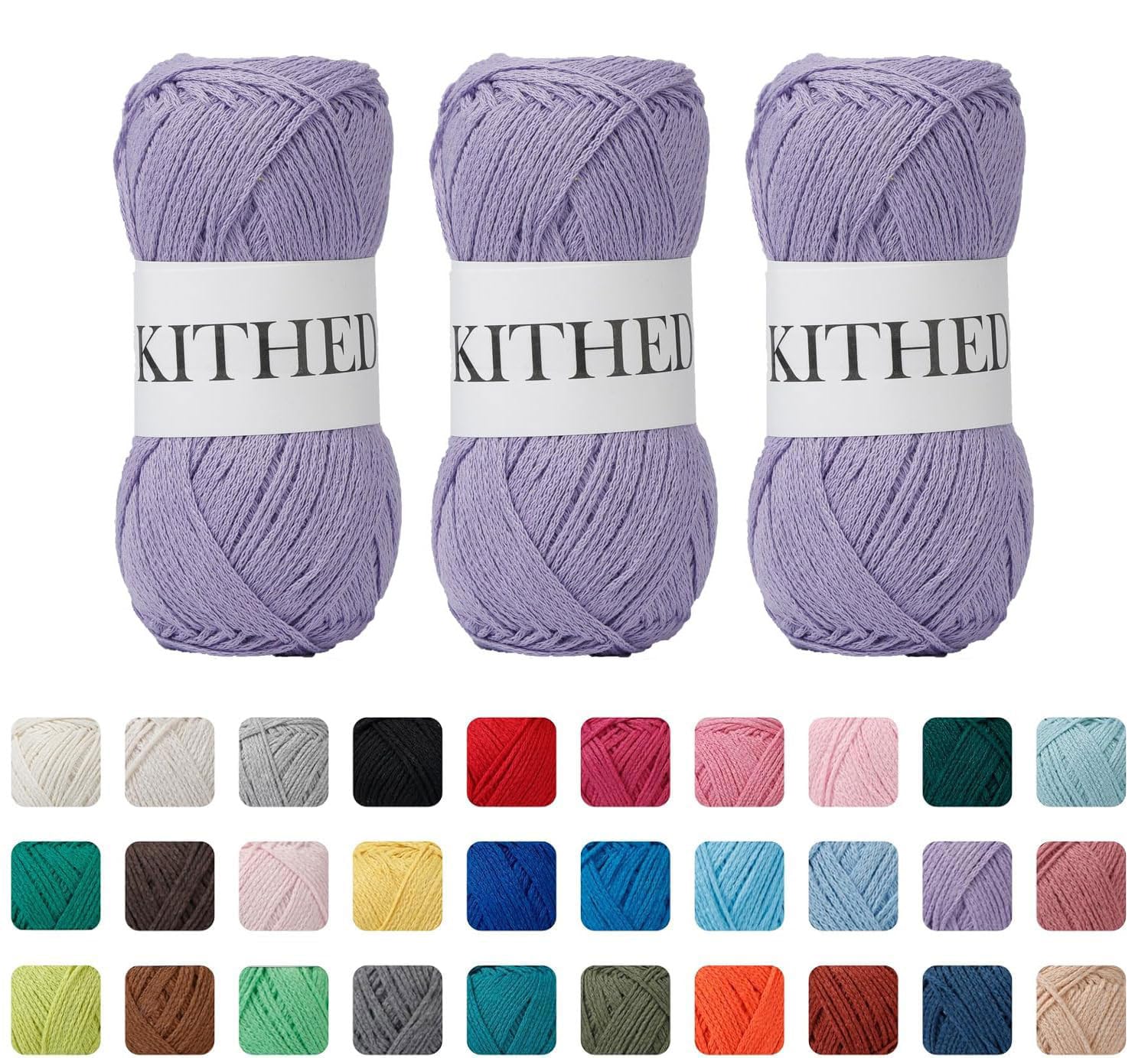 Cotton Yarn，10.5oz，526yard，3 Pack ，Soft Yarn for Crocheting and Knitting (29 Lavender)