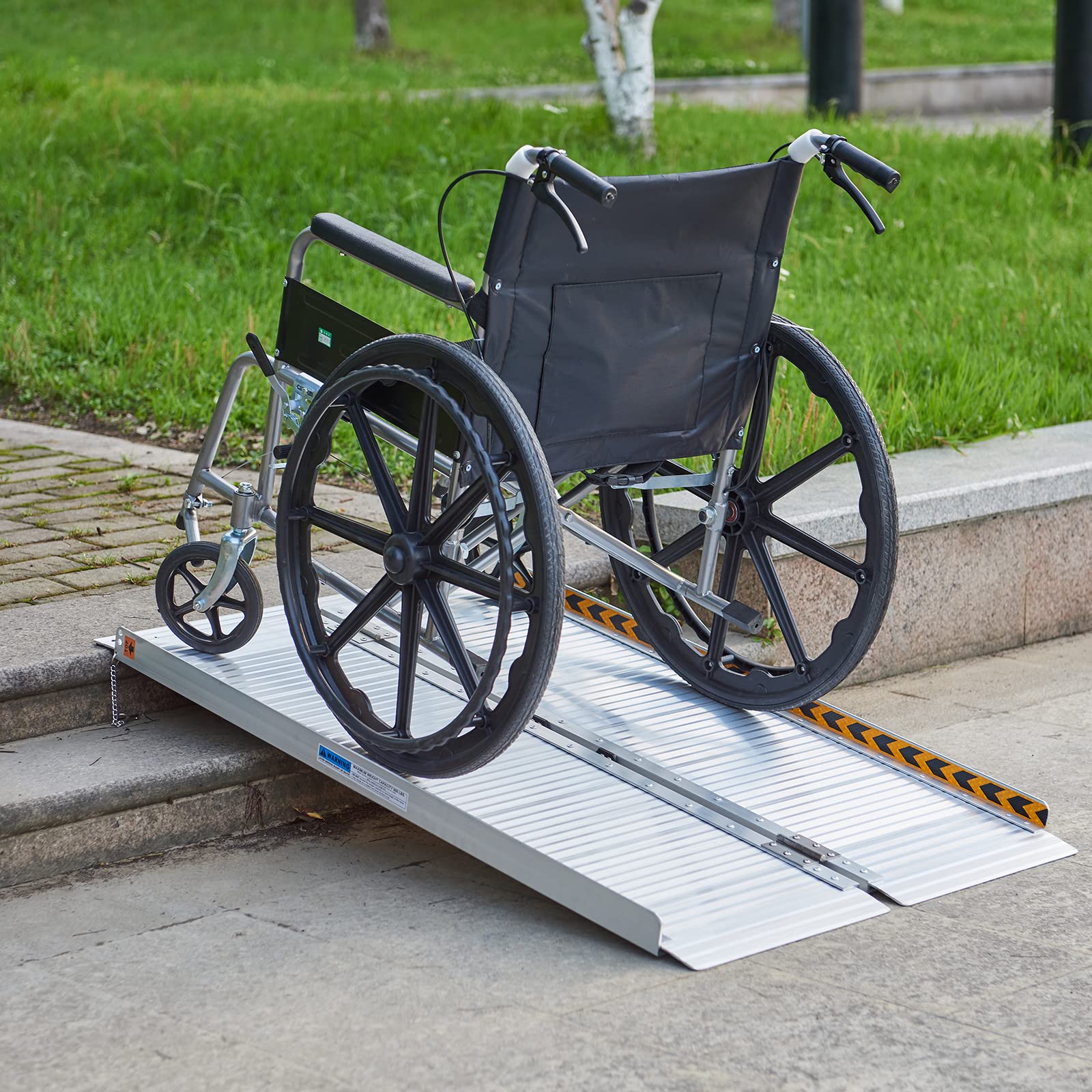 Rampe Fauteuil Roulant, gardhom 122x72cm Argent Rampe Handicapé d'Accès Pliable Capacité de Chargement de 362KG