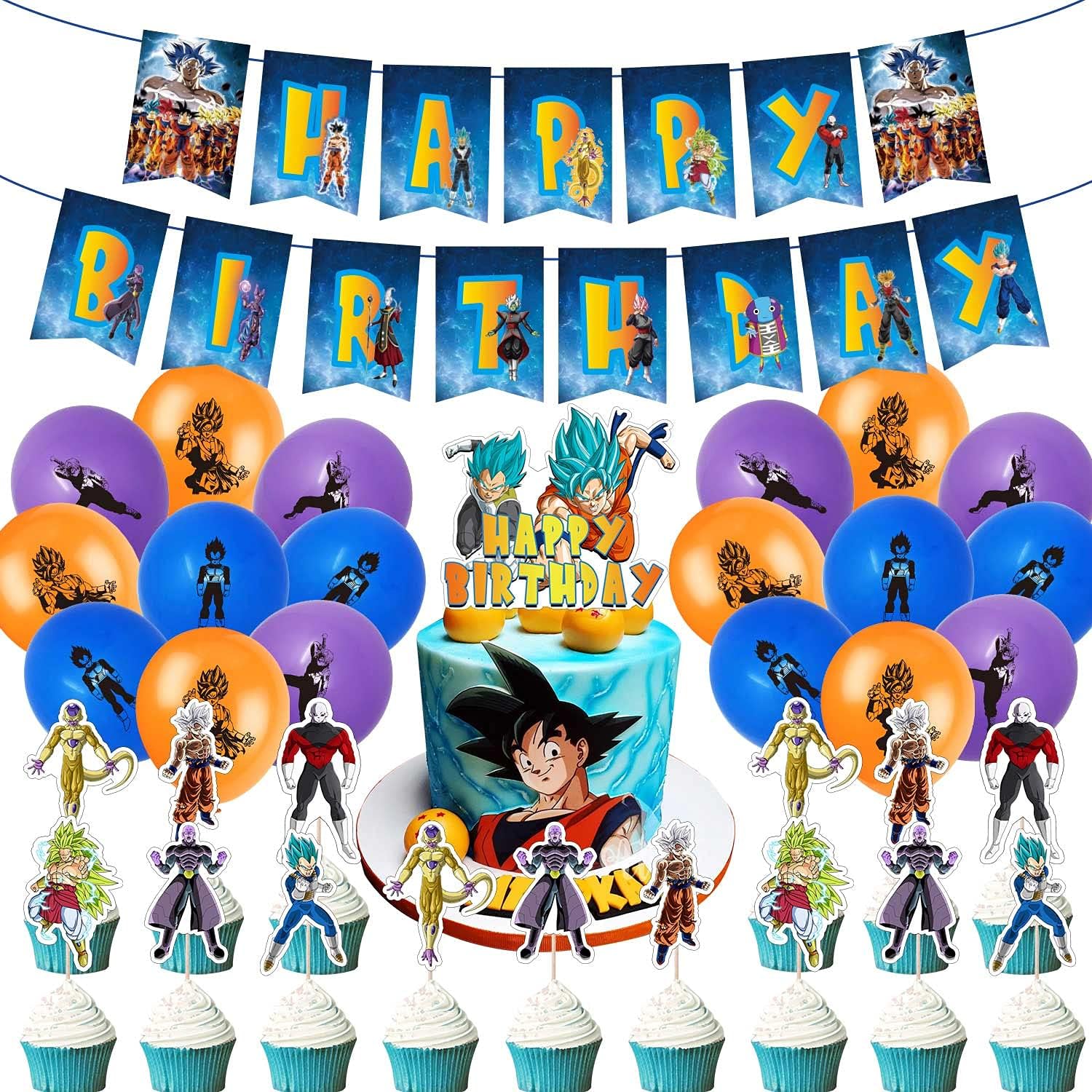 Dragon Ball Z Birthday Party Supplies and Decorations for Boys Includes Cupcake Toppers Balloons Banner Cake Topper for Kids