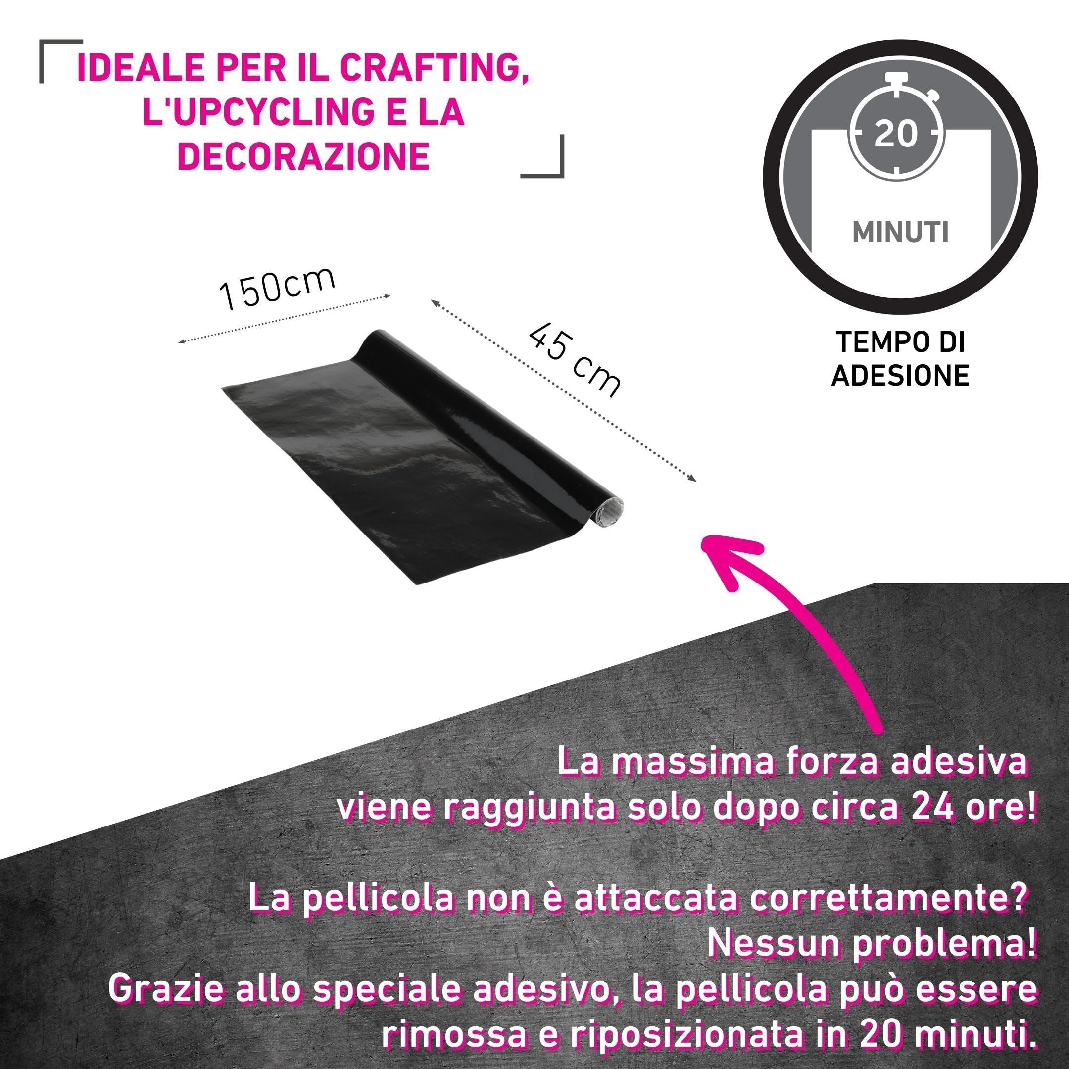 PELLICOLA VINILE AUTOADESIVA FABLON NERO OPACO ADESIVO PLASTICA - Foto 9