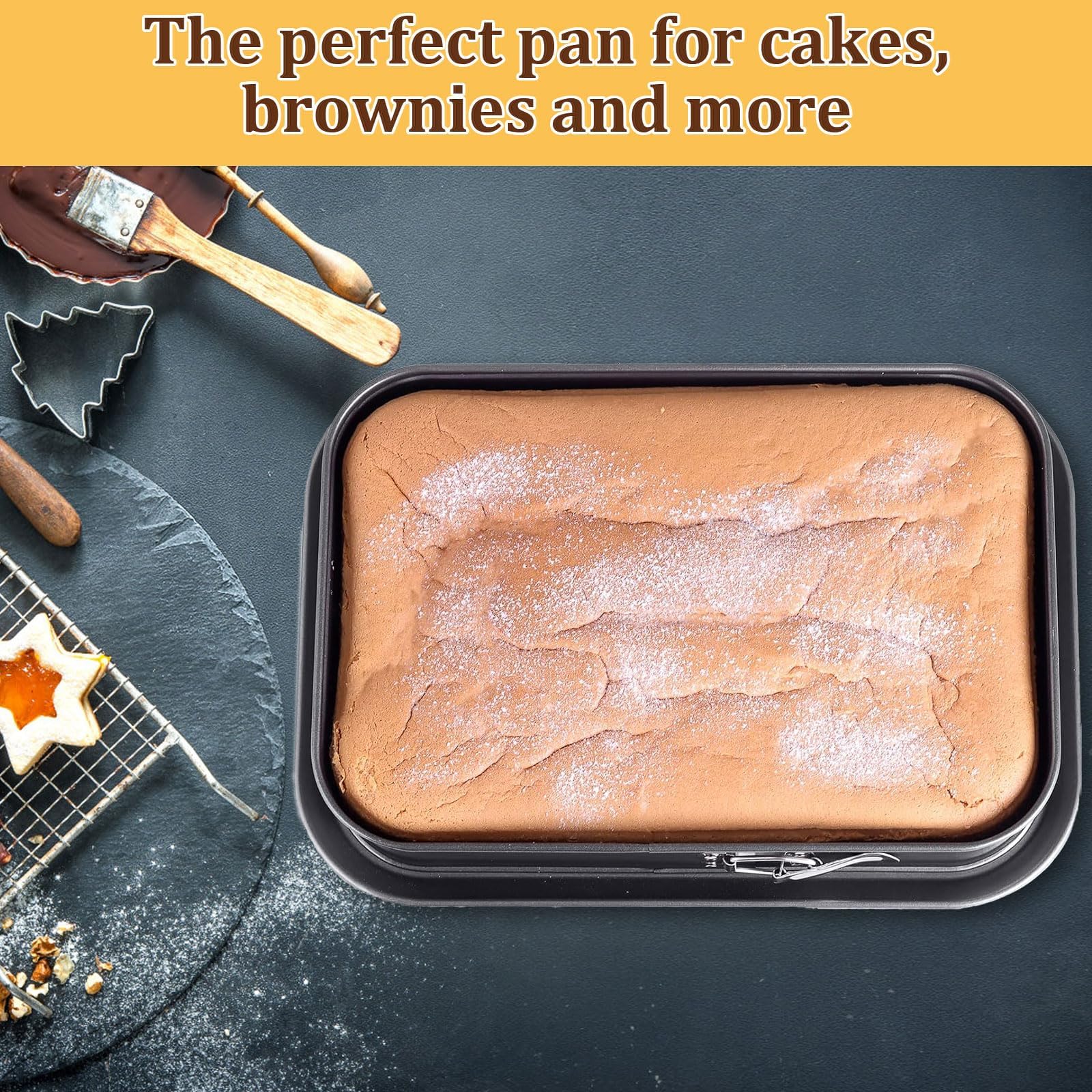 2 Stück antihaftbeschichtete Springform, Käsekuchenform, rechteckige Springform, auslaufsichere Tiramisu-Pfanne, Kuchen-Backgeschirr mit abnehmbarem Boden für Zuhause, Küche, DIY, Backen, 35,6 x